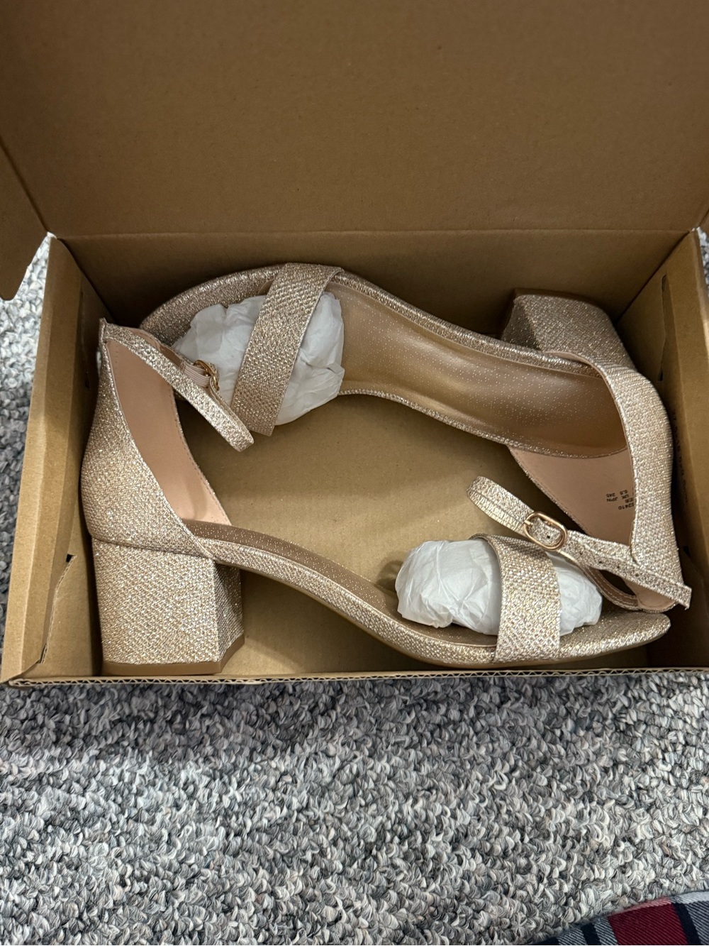 Women's Glitter Block Heel Sandals - Rose Gold
